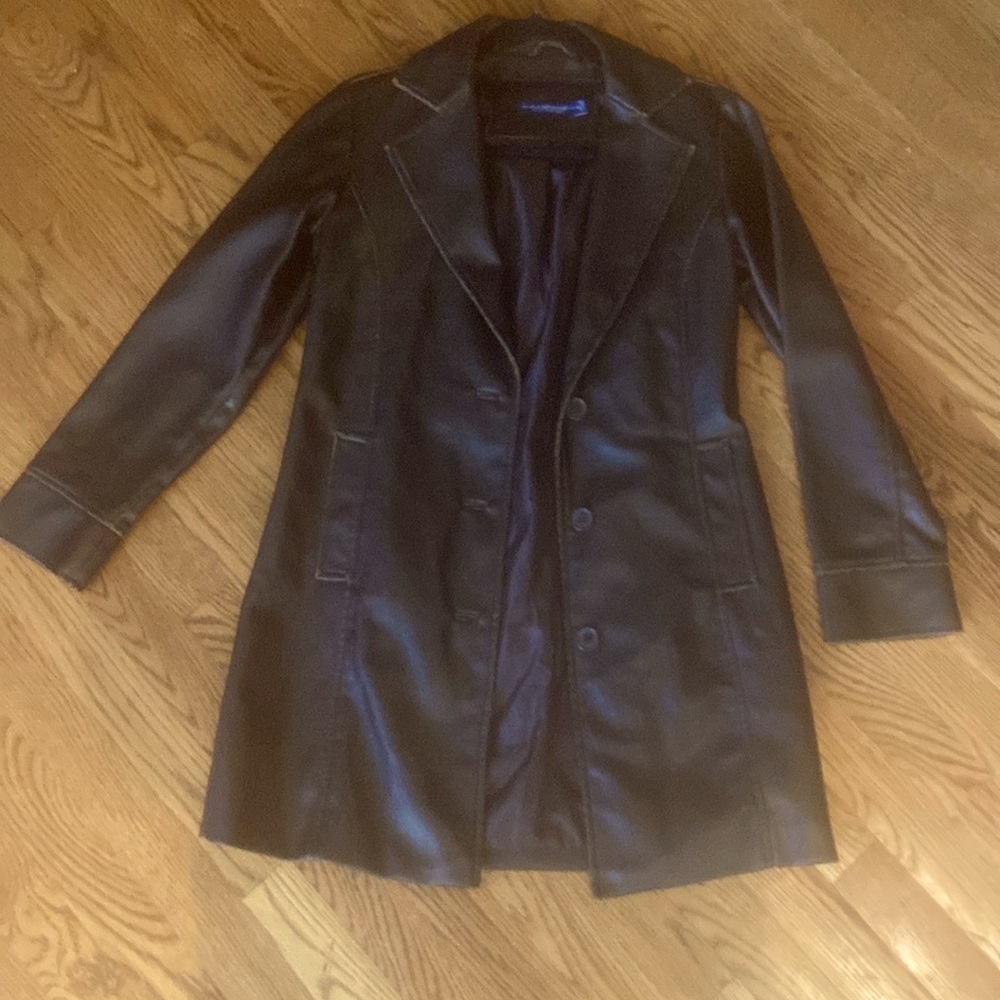 Dark Chocolate Brown Pleather PeaCoat